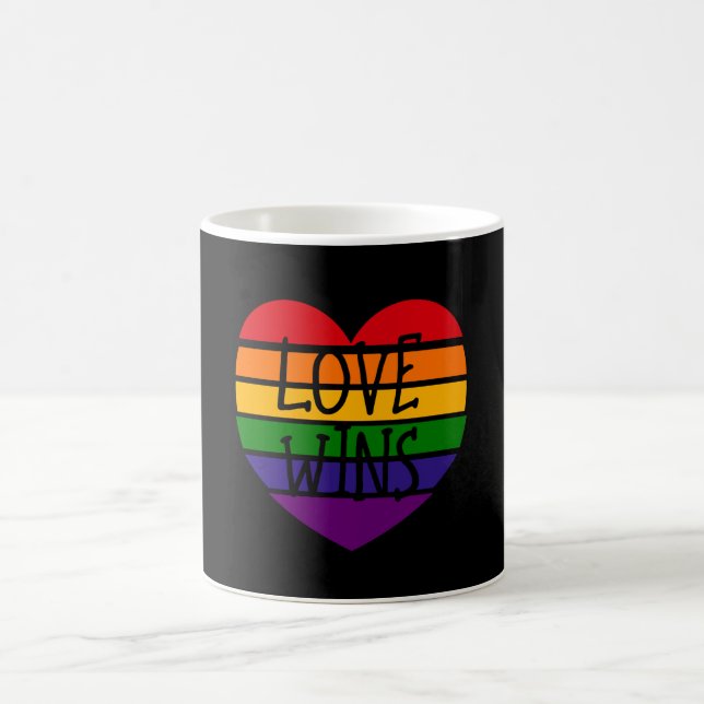 Love Wins Rainbow Heart Coffee Mug (Center)