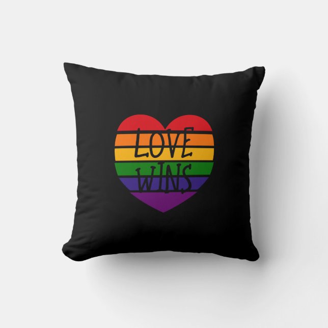 Love Wins Rainbow Heart Cushion (Front)