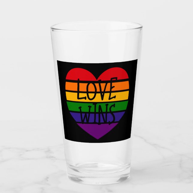 Love Wins Rainbow Heart Glass (Front)