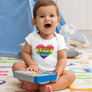 Love Wins Rainbow Heart Pride Month Baby Bodysuit