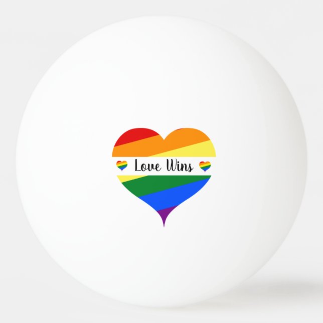 Love Wins Rainbow Hearts Ping Pong Ball (Front)