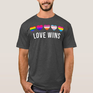 Love Wins Rainbow Lgbt Hearts Gay Lesbian Transgen T-Shirt