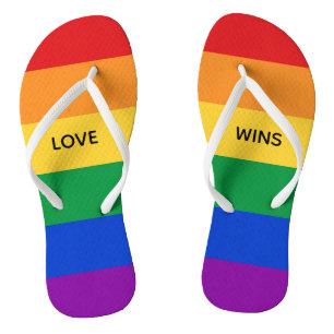 Love Wins Rainbow LGBTQ Flag Colours Custom Text Thongs