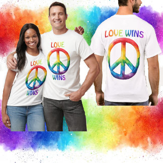 Love wins Rainbow Peace Sign T-Shirt