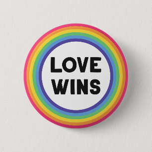 Love Wins Rainbow Pride Inspirational  6 Cm Round Badge