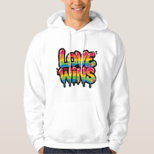 Love Wins Rainbow Pride Quote Colorful LGBTQ+ Hoodie