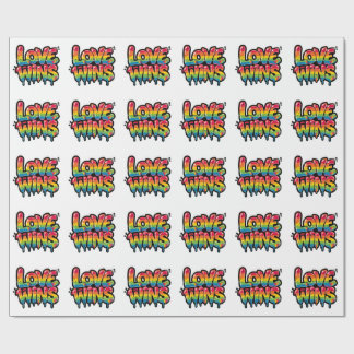 Love Wins Rainbow Pride Quote | Colorful LGBTQ+  Wrapping Paper
