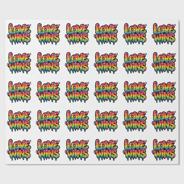 Love Wins Rainbow Pride Quote | Colorful LGBTQ+  Wrapping Paper (Flat)