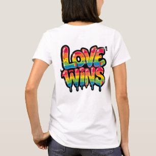 Love Wins Rainbow Pride Quote Colourful LGBTQ+ T-Shirt