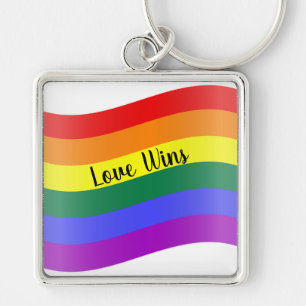 Love Wins Rainbow Stripes Key Ring