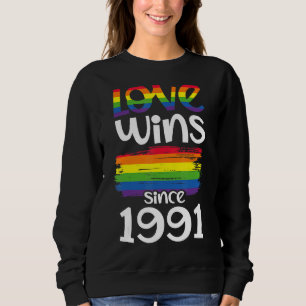 Love Wins Since 1991 Lgbtq Rainbow Pride Celebrate Sweatshirt