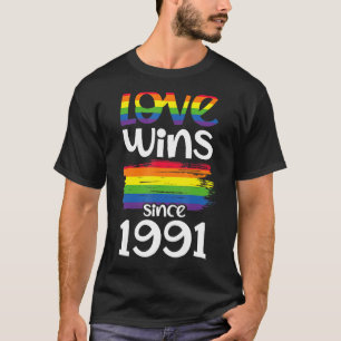 Love Wins Since 1991 Lgbtq Rainbow Pride Celebrate T-Shirt