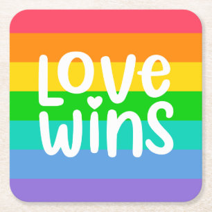 Love Wins Square Paper Coaster