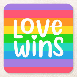 Love Wins Square Paper Coaster