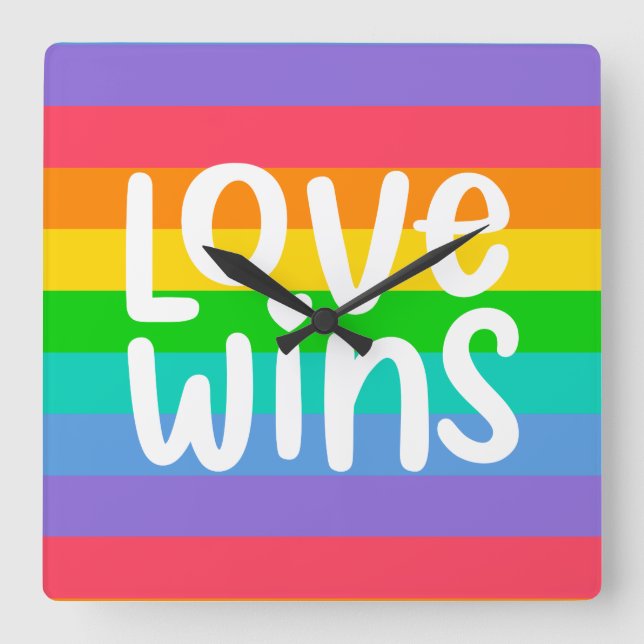 Love Wins Square Wall Clock (Front)