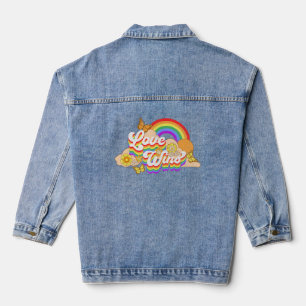 Love wins text design  denim jacket
