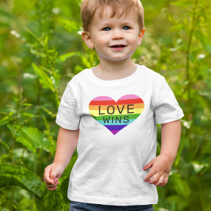 Love Wins White Rainbow Heart Pride Month Baby T-Shirt