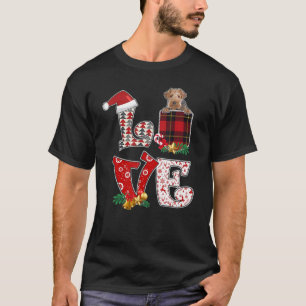 Love Wire Fox Terrier Xmas Pocket Plaid Christmas T-Shirt