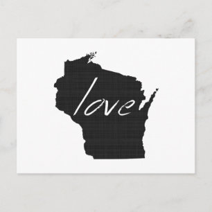 Love Wisconsin Map Shaped Antique Black Chalkboard Postcard