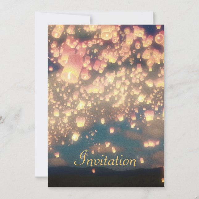 Love Wish Lanterns -  Birthday Invitation (Front)