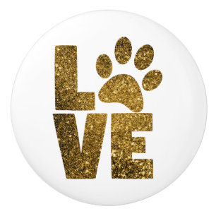 Love with a Dog Paw Ceramic Knob