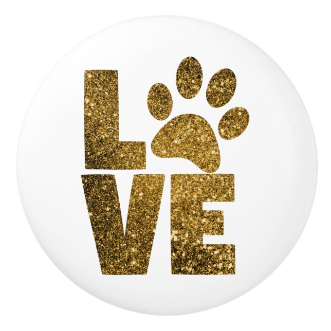 Love with a Dog Paw Ceramic Knob (Front)