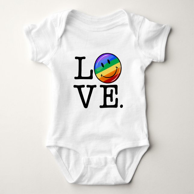Love With A Happy Rainbow Flag Gay LGBT Baby Bodysuit (Front)