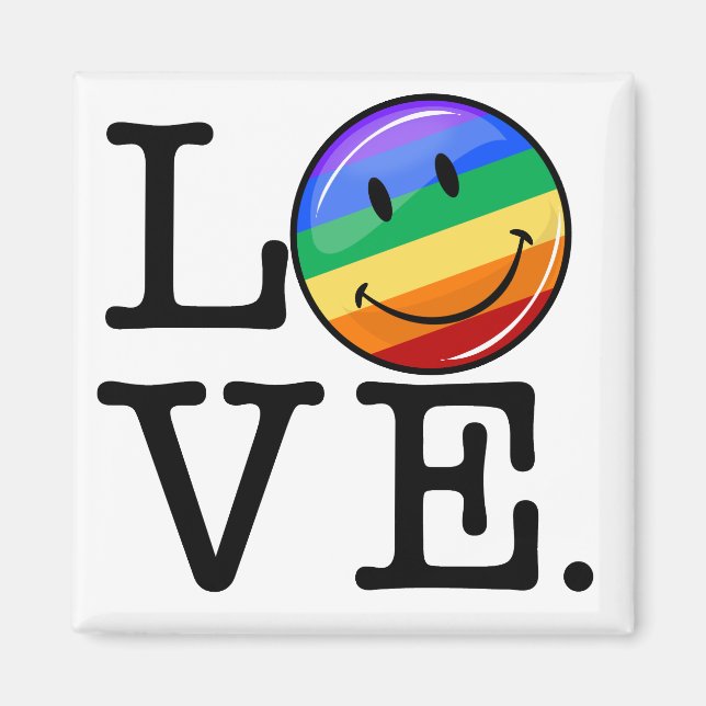 Love With A Happy Rainbow Flag Gay LGBT Magnet (Front)
