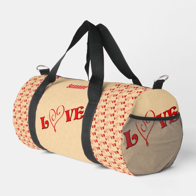Love With A Heart Personalised Duffle Bag (Right Corner)