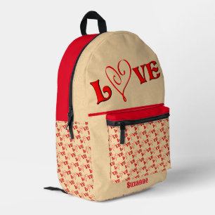 Love With A Heart Personalised Printed Backpack