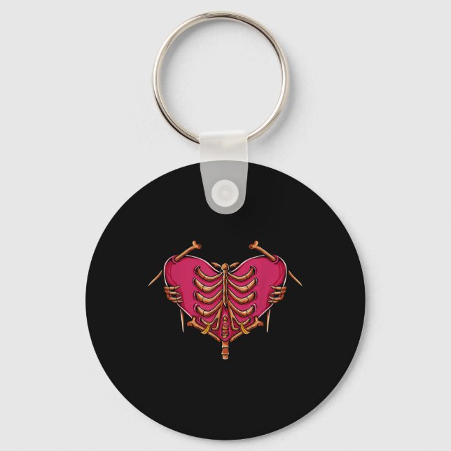 Love With Bones Hand Heart Funny Bones Love  Key Ring (Front)