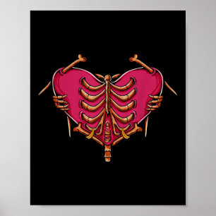 Love With Bones Hand Heart Funny Bones Love  Poster
