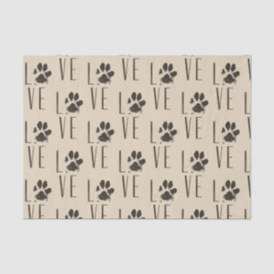 Love with  Brown Grunge Pet Paw Print Pattern Tissue Paper