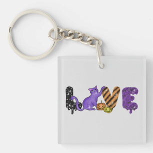 Love with Cute Cat for Halloween Key Ring