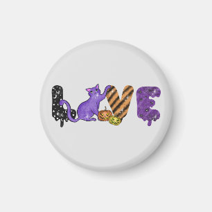 Love with Cute Cat for Halloween Magnet