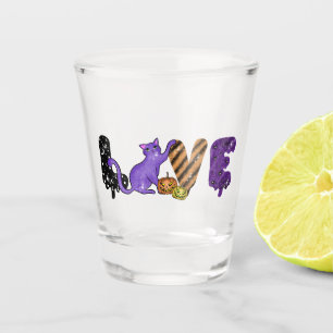 Love with Cute Cat for Halloween Shot Glass
