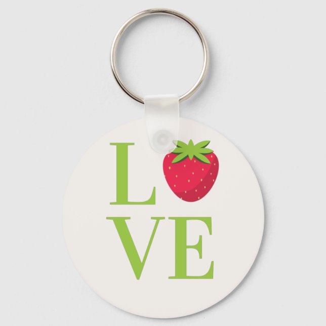 LOVE with Cute Strawberry  Key Ring (Front)