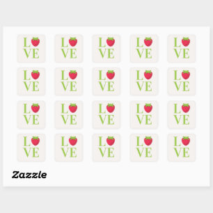 LOVE with Cute Strawberry  Square Sticker