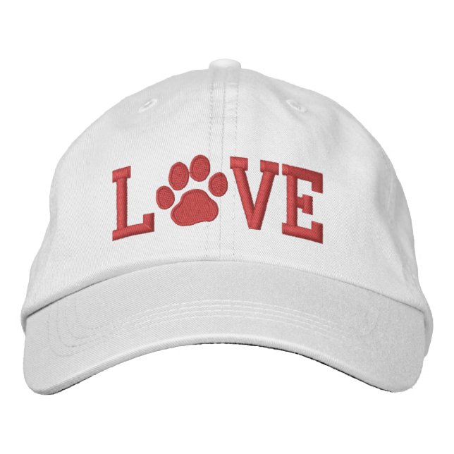 LOVE with Dog Paw Print | Cute Canine Lover's Embroidered Hat (Front)