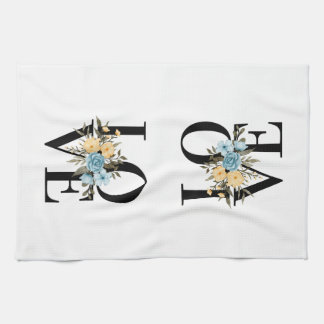 Love With Flowers Design Tea Towel
