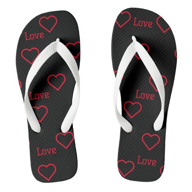 Love with Heart Symbol Printed Slippers-Sandals  Thongs (Footbed)