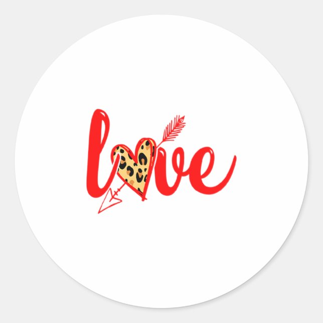 Love With Heart Valentine Day Premium  Classic Round Sticker (Front)