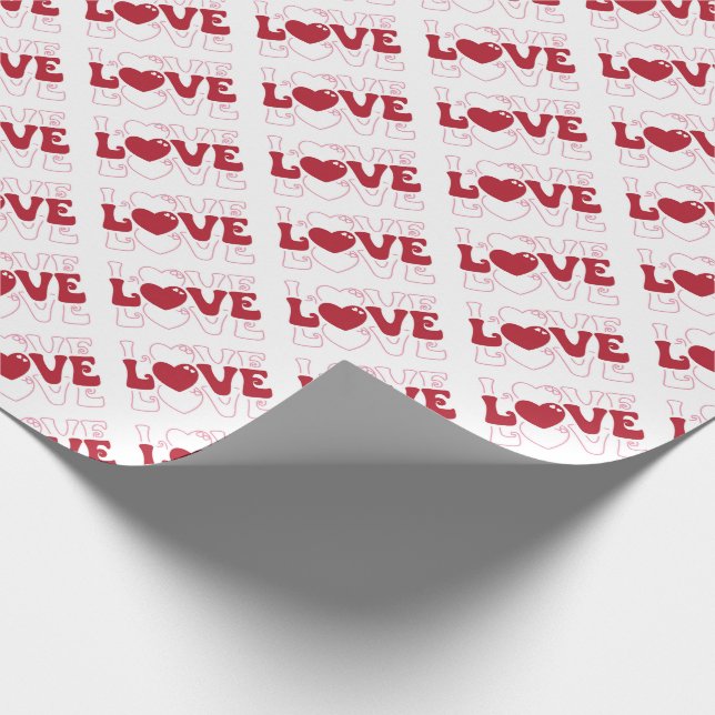 Love with Hearts Valentines  Wrapping Paper (Corner)