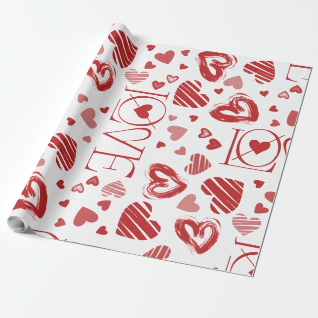 Love With Hearts  Wrapping Paper (Unrolled)