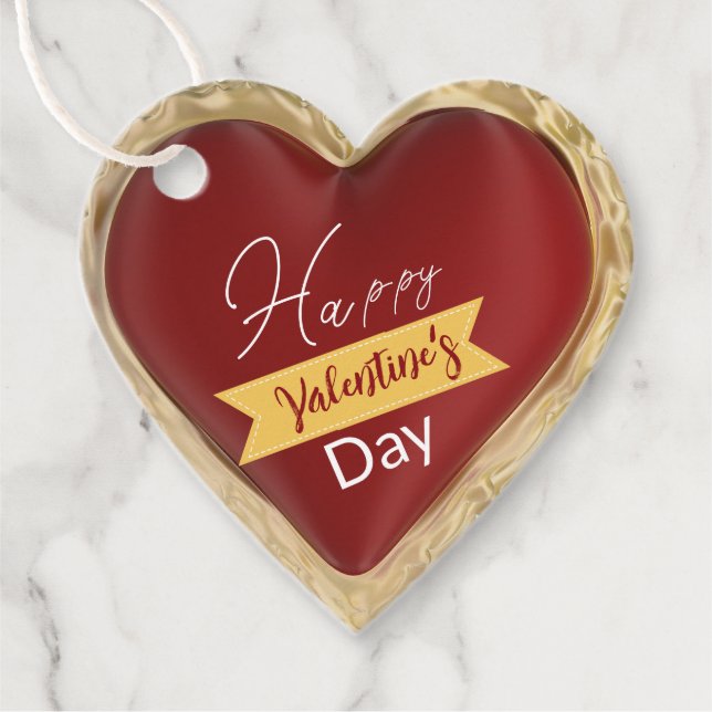 Love with maroon heart favour tags (Front)