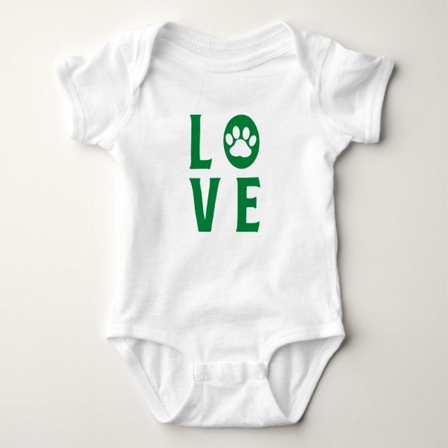 Love with Paw Print (Cats, Dogs, Pets)  Baby Bodysuit (Front)