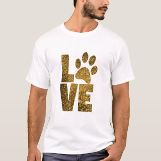 LOVE WITH PAW PRINT IN GLAM GOLD T-Shirt