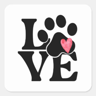 Love with Paw Print Sticker