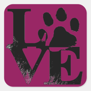 LOVE With Paw Square Sticker