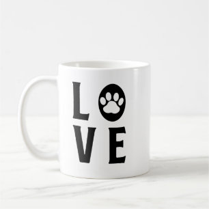 Love with Pawprint Coffee Mug – Cute Dog, Cat, Pet